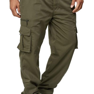 Custom Logo Solid Straight Cargo Pants