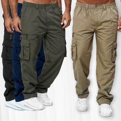 Custom Logo Solid Straight Cargo Pants